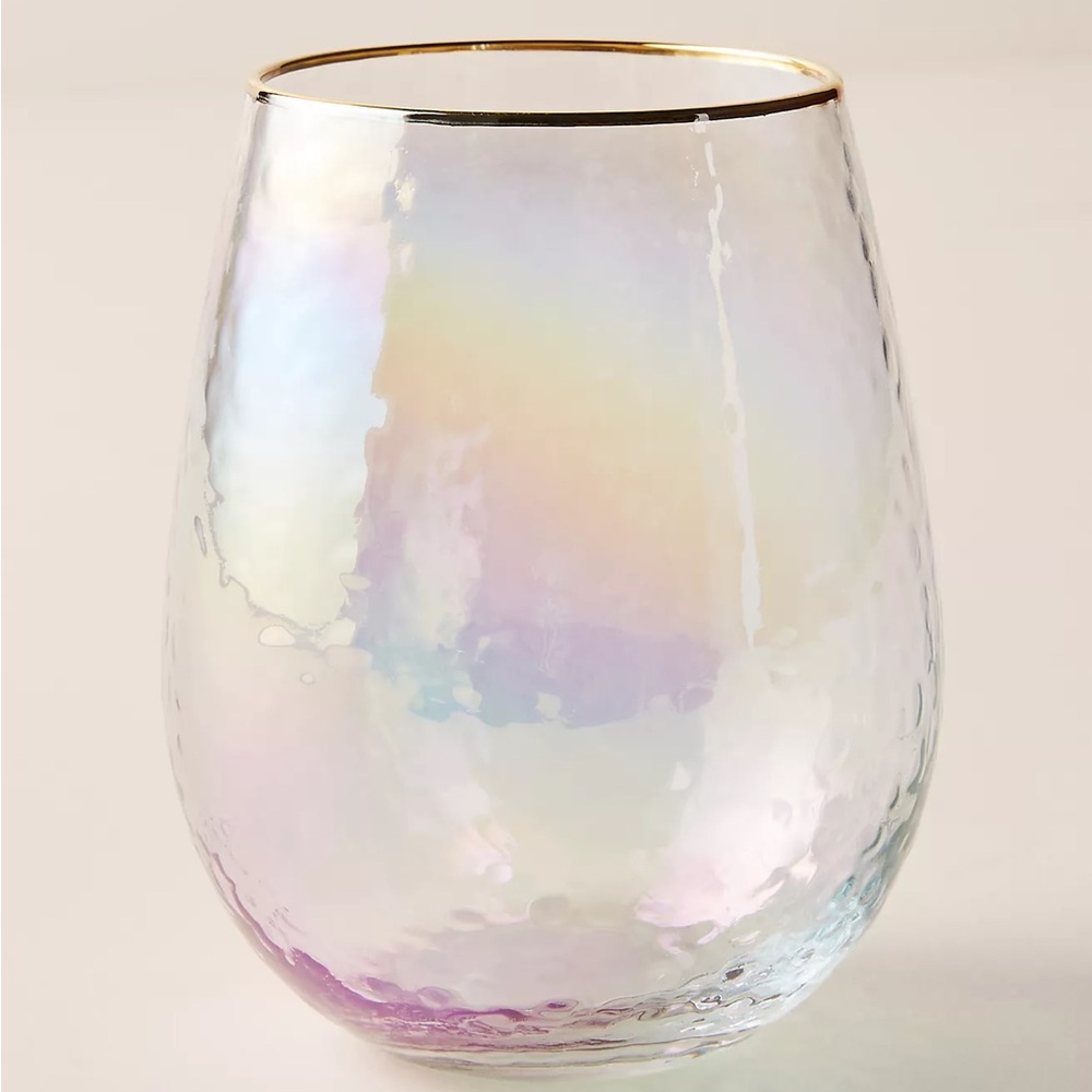 Anthropologie Iridescent Glass with Gold Rim